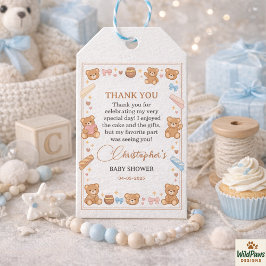 Teddy Bear Baby Shower Boy | Cute Blue Bear Cadeaulabel