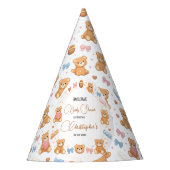 Teddy Bear Baby Shower Boy | Cute Blue Bear Feesthoedjes (Voorkant)