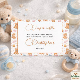 Teddy Bear Baby Shower Boy | Cute Blue Bear Informatiekaartje