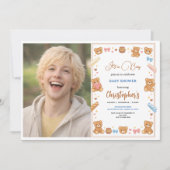 Teddy Bear Baby Shower Boy | Cute Blue Bear Kaart (Voorkant)