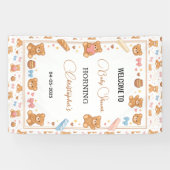 Teddy Bear Baby Shower Boy | Cute Blue Bear  Spandoek (Horizontaal)