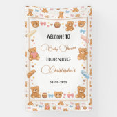 Teddy Bear Baby Shower Boy | Cute Blue Bear  Spandoek (Verticaal)