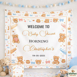 Teddy Bear Baby Shower Boy | Cute Blue Bear Spandoek