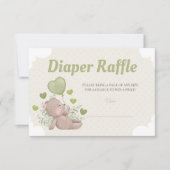Teddy Bear Baby shower Boy Diaper Raffle Card Kaart (Voorkant)