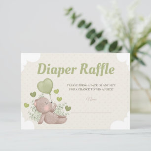 Teddy Bear Baby shower Boy Diaper Raffle Card Kaart
