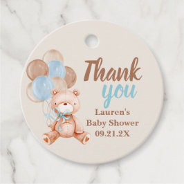 Teddy Bear Baby shower Boy Favor Tags Bedankjes Labels