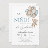 Teddy Bear Baby Shower Boy  Kaart (Voorkant / Achterkant)