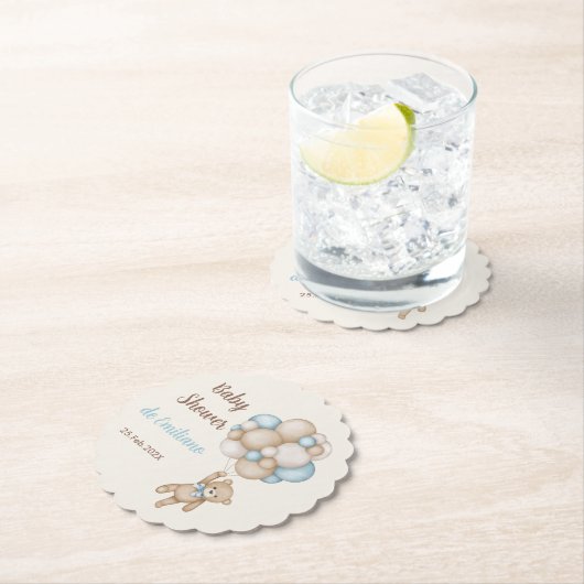 Teddy Bear Baby shower Boy Kartonnen Onderzetters (Insitu)