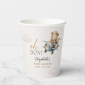 Teddy Bear Baby Shower Boy party Papieren Bekers (Achterkant)