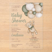Teddy Bear Baby shower Boy Spaans acryl Invitat Acryl Uitnodigingen (Voorkant)