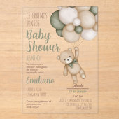 Teddy Bear Baby shower Boy Spaans acryl Invitat Uitnodigingen (Voorkant)