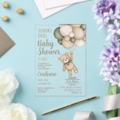 Teddy Bear Baby shower Boy Spaans acryl Invitat Uitnodigingen (Insitu (Huwelijk))