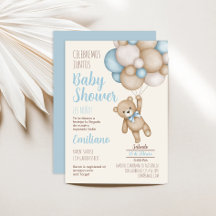 Teddy Bear Baby shower Boy Spaanse uitnodiging