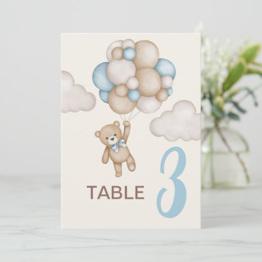 Teddy Bear Baby shower Boy tafelteken Kaart (Staand voorkant)
