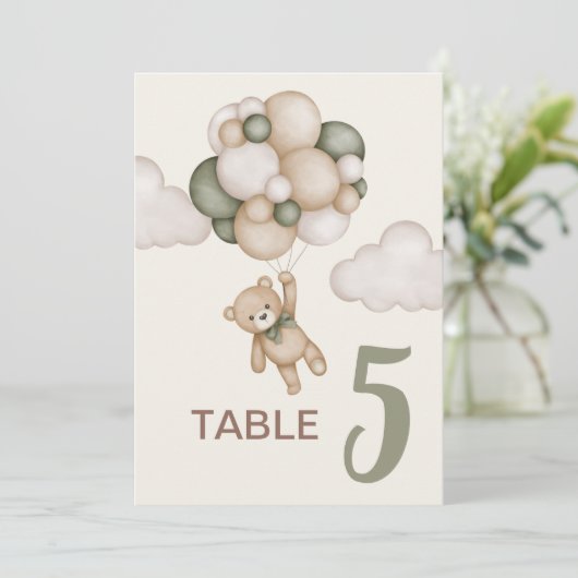 Teddy Bear Baby shower Boy tafelteken Kaart (Staand voorkant)
