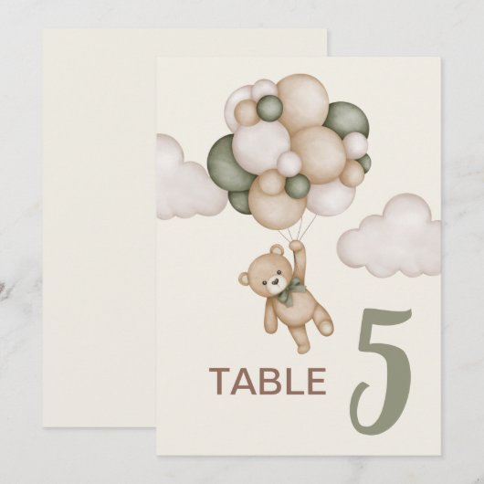 Teddy Bear Baby shower Boy tafelteken Kaart (Voorkant / Achterkant)