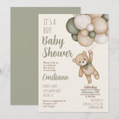 Teddy Bear Baby shower Boy Uitnodiging (Voorkant / Achterkant)