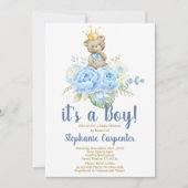 Teddy Bear Baby shower Boy Uitnodiging (Voorkant)