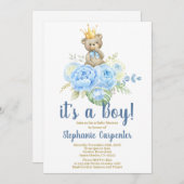 Teddy Bear Baby shower Boy Uitnodiging (Voorkant / Achterkant)