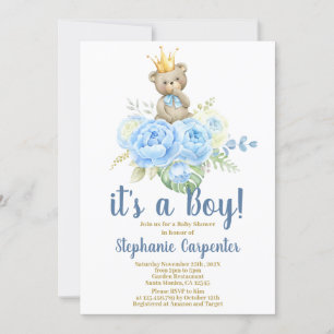 Teddy Bear Baby shower Boy Uitnodiging