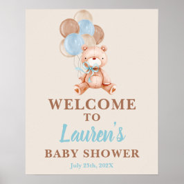 Teddy Bear Baby shower Boy Welkomstteken Poster