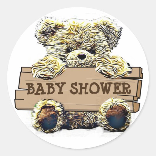 Teddy Bear Baby shower Boy's Ronde Sticker (Voorkant)