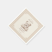 Teddy Bear Baby Shower Brown Stripes Bearly Wait Servet (Hoek)