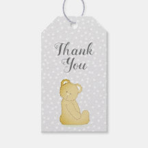 Teddy Bear Baby shower Cadeau Label grijs en bruin