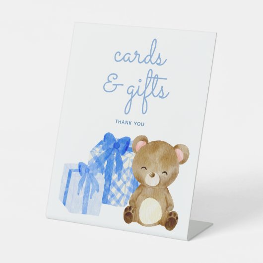 Teddy Bear Baby shower Cadeaus en Kaarten Reclamebord Met Voetstuk (Voorkant)