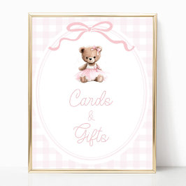 Teddy Bear Baby Shower Cards and Gifts Table Sign Poster