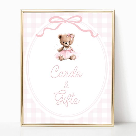 Teddy Bear Baby Shower Cards and Gifts Table Sign Poster