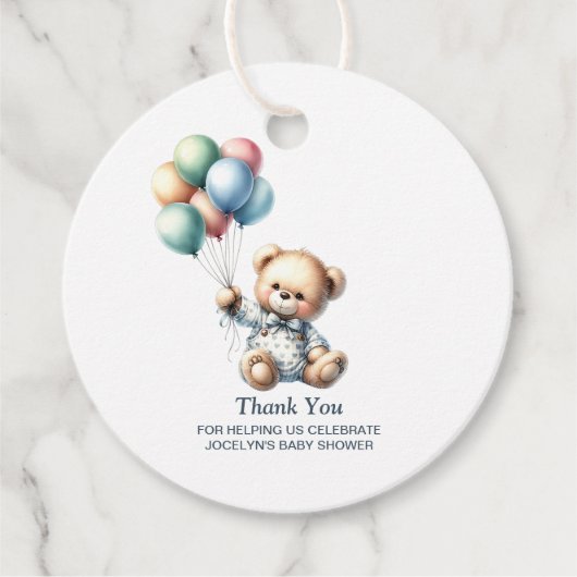 Teddy Bear Baby shower Dank je wel Bedankjes Labels (Voorkant)