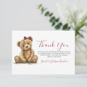 Teddy Bear Baby shower Dank je wel Bedankkaart (Staand voorkant)