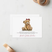 Teddy Bear Baby shower Dank je wel Notitiekaartje (Voorkant / Achterkant in situ)