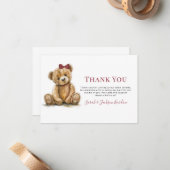 Teddy Bear Baby shower Dank je wel Notitiekaartje (Voorkant / Achterkant in situ)