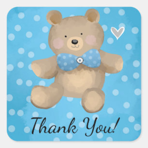 Teddy Bear Baby shower Dank je wel voor de tags Vierkante Sticker