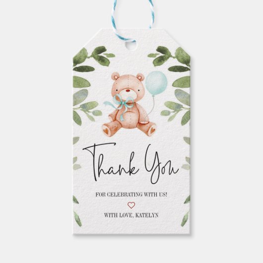 Teddy Bear Baby shower Dank u Cadeau Labels Cadeaulabel (Voorkant)