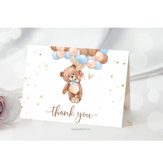 Teddy Bear Baby Shower dankkaartje bijgevoegd