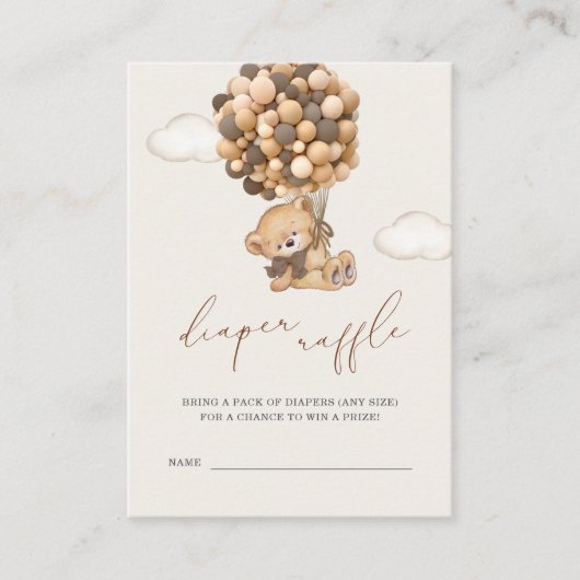 Teddy Bear Baby shower Diaper Raffle Enclosure Informatiekaartje (Voorkant)