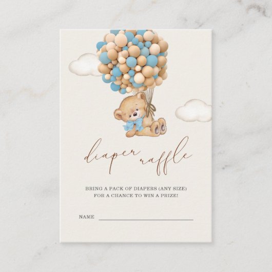 Teddy Bear Baby shower Diaper Raffle Enclosure Informatiekaartje (Voorkant)