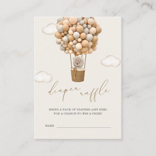 Teddy Bear Baby shower Diaper raffle Informatiekaartje (Voorkant)