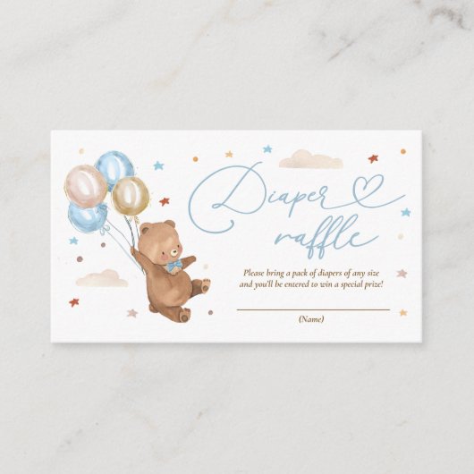 Teddy Bear Baby shower Diaper Raffle Informatiekaartje (Voorkant)