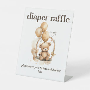 Teddy Bear Baby shower Diaper Raffle Reclamebord Met Voetstuk