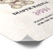 Teddy Bear Baby shower Diaper Raffle Sign (Roze) Poster (Hoek)