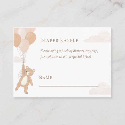 Teddy Bear Baby shower Diaper Raffle Ticket Informatiekaartje (Voorkant)