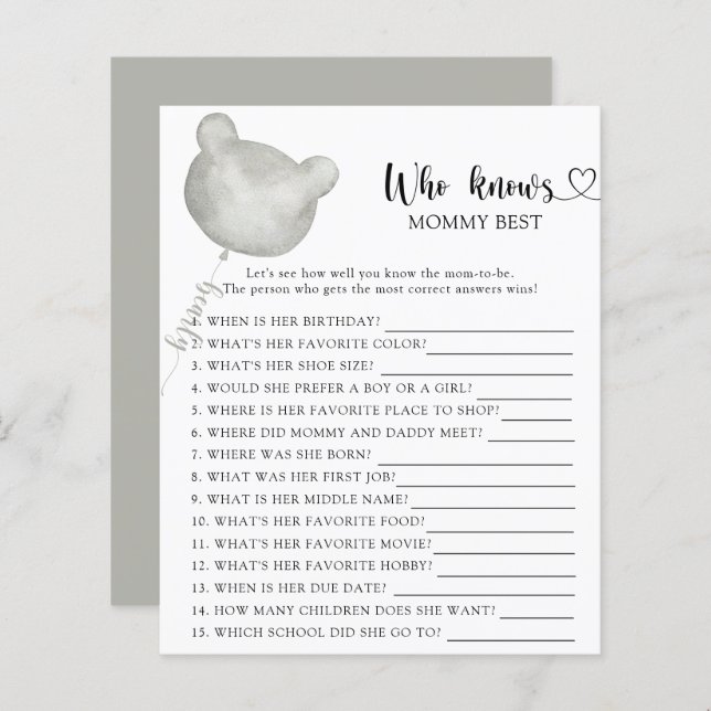 Teddy Bear baby shower, die mama het beste kent (Voorkant / Achterkant)