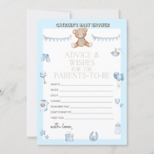 Teddy Bear Baby shower - Editable Name, 5x7 size I Kaart