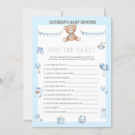 Teddy Bear Baby shower - Editable Name, 5x7 size I Kaart