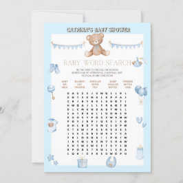 Teddy Bear Baby shower - Editable Name, 5x7 size I Kaart