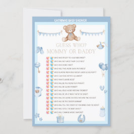 Teddy Bear Baby shower - Editable Name, 5x7 size Kaart